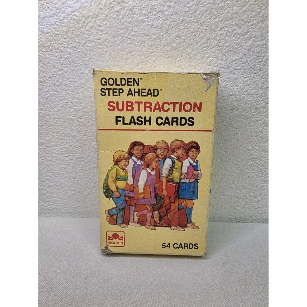 1984 Vintage Golden Step Ahead Subtraction Flash Cards Math Learning Set Retro